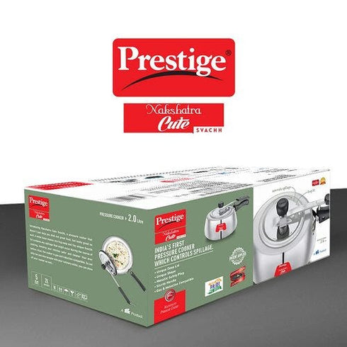 Prestige Nakshatra Cute Svachh Aluminium Gas And Induction Compatible Pressure Cooker Silver 2 L