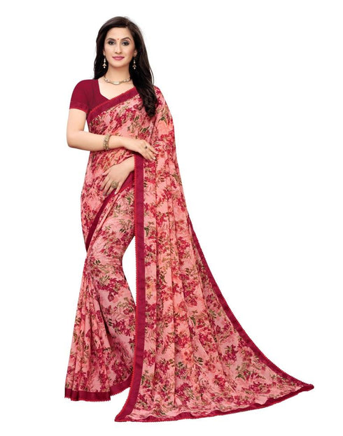 Sudathi Pink Printed Georgette Saree