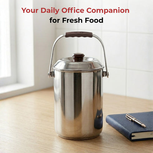 Vinod Stainless Steel Deluxe Hot Tiffin with 3 Compartment Insulated Rust Free Leak Proof Dishwasher Safe Strong and Tough
