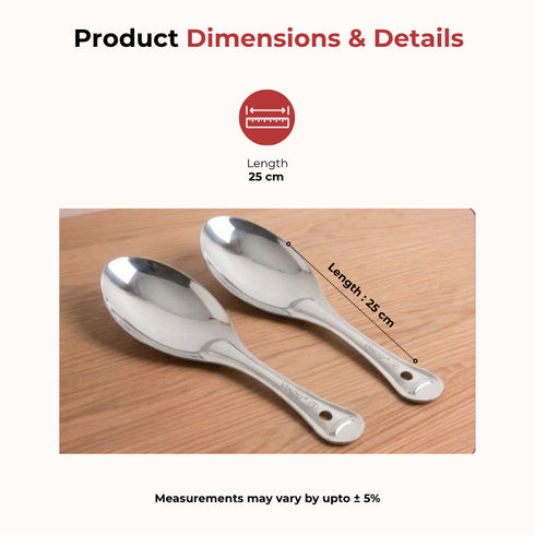 Vinod Stainless Steel Rice Server Rice Spoon Rice Chamcha Set of 2 25 cm High Grade Stainless Steel Mirror Finish Rust Free No 3