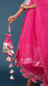 Pomcha Jaipur Amber Hot Pink Taffeta Silk Anarkali Set
