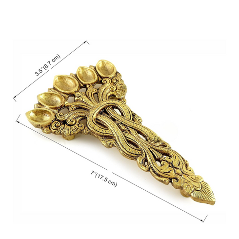 Five Oil Wick Pooja Spoon in Brass