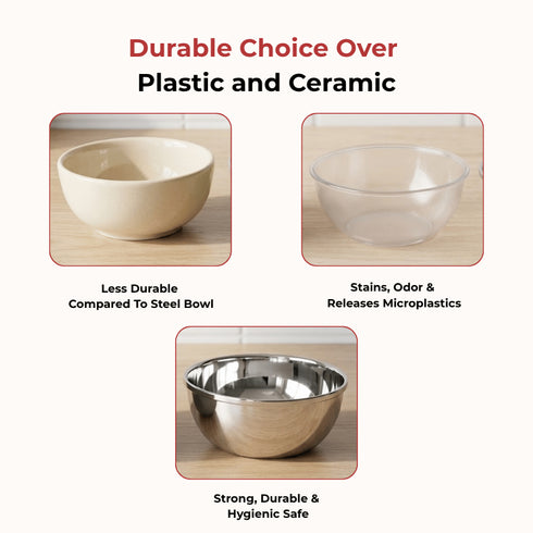 Vinod Stainless Steel Maharaja Bowl Set of 6 Pieces 150 ml Highest Grade Steel Tough and Strong Build Easy to Clean