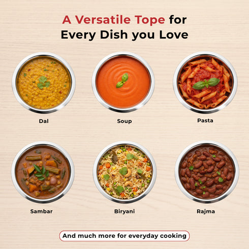 Vinod Stainless Steel Induction Friendly Flat Bottom Tope without Lid 6 Litre with Mirror Finish Strong and Durable Rust Free No 18
