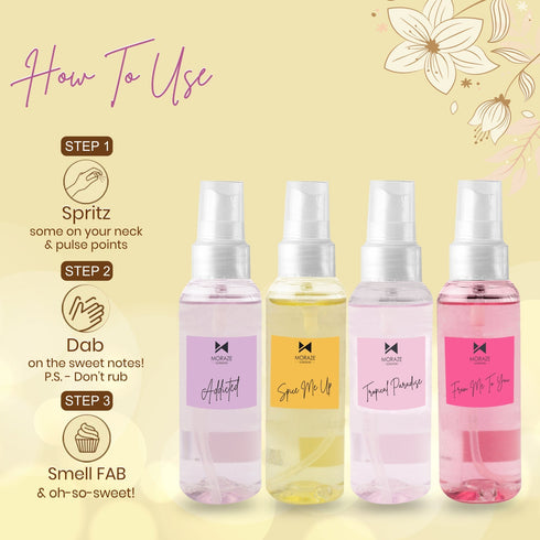 Moraze Cosmetics Refreshing Body Mist Kit 4 Pieces