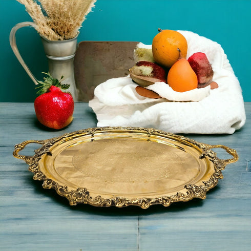 Tamas Brass Handicrafts Ornate Tray with Handles
