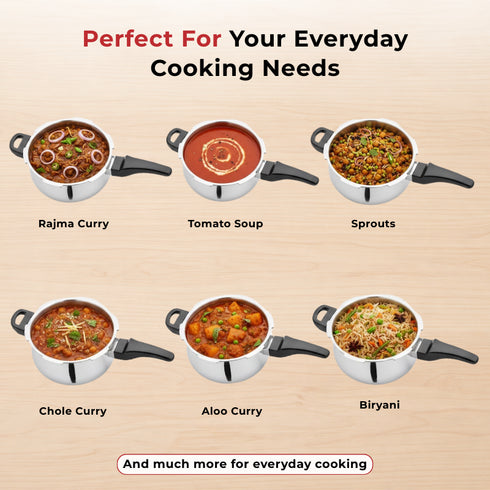 Vinod Doniv Titanium Triply Stainless Steel Pressure Cookers 5 Ltr Outer Lid Induction Friendly
