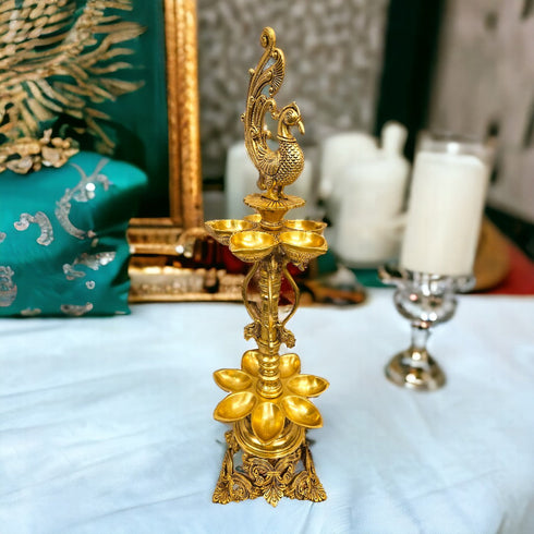 Tamas Brass Ten Wicks Peacock Lamp