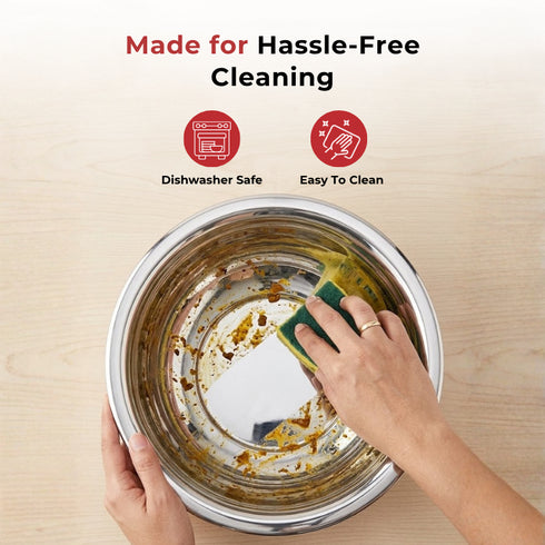 Vinod Stainless Steel Basin 4.5 Litre with Highest Grade Steel Tough and Strong Build Rust Free Diameter 32.50 cm No 16
