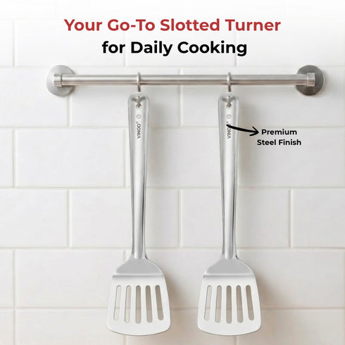 Vinod Stainless Steel Basting Slotted Turner Cooking Palta Set of 2 30 cm High Quality Stainless Steel Rust Free Dishwasher Safe No 4