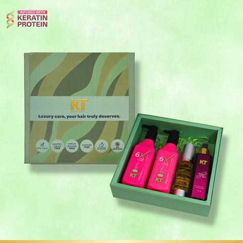 Kt Professional Complete Hair Care Kit with 6X Shampoo & Conditioner 250ml Argan Oil 50ml Keratin Shine Luxe Mist