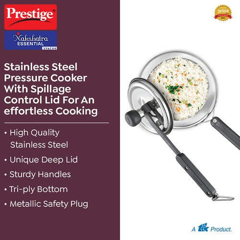 Prestige Nakshatra Essential Svachh Stainless Steel Pressure Cooker 5 L