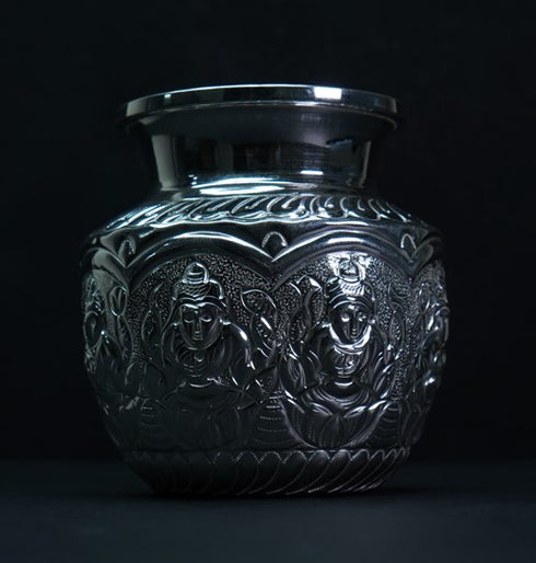Pure Silver Ashta Laxmi Lota 121.65g By Mahita Collections