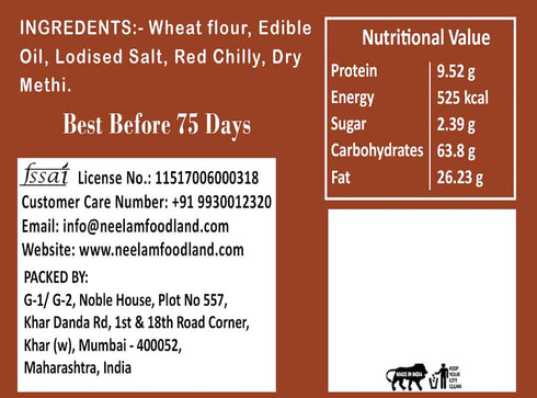 Neelam Foodland Whole Wheat Methi Masala Khakhra Mini