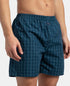 Jockey Super Combed Mercerized Cotton Woven Checkered Boxer Shorts with Back Pocket | Dark Forest & Seaport Teal (Pack of 2)