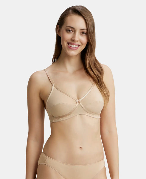 Jockey Wirefree Non Padded Cotton Stretch Medium Coverage Cross Over Everyday Bra - Skin