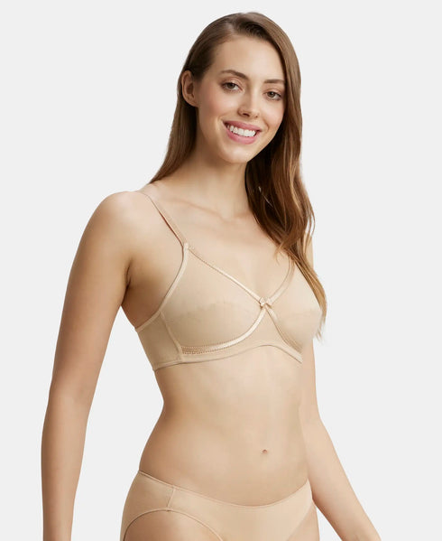 Jockey Wirefree Non Padded Cotton Stretch Medium Coverage Cross Over Everyday Bra - Skin