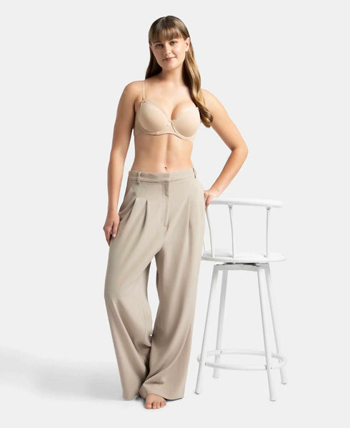 Jockey Under-Wired Padded Cotton Stretch Medium Coverage T-Shirt Bra with Detachable Straps - Light Skin
