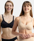 Jockey Pack of 2 Wirefree Non Padded Cotton Stretch Full Coverage Everyday Bra - Black & Skin