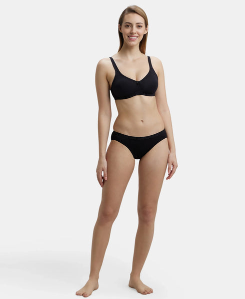 Jockey Pack of 2 Wirefree Non Padded Cotton Stretch Full Coverage Everyday Bra - Black & Skin