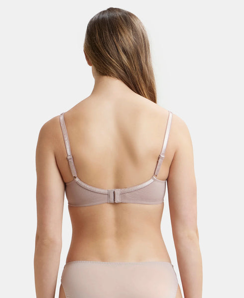 Jockey Wirefree Non Padded Cotton Stretch Full Coverage Everyday Bra with Contoured Shaper Panel and Adjustable Straps - Mocha
