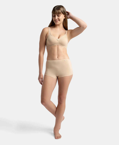 Jockey Pack of 2 Wirefree Non Padded Cotton Stretch Full Coverage Everyday Bra - Black & Skin