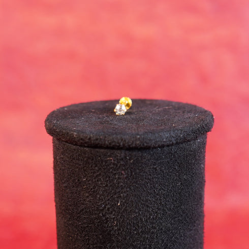 22 Carat Gold Casual Nose Pin With White Stone 0.6g by Mahita Collections