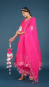 Pomcha Jaipur Amber Hot Pink Taffeta Silk Anarkali Set