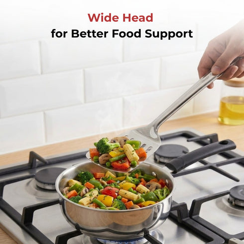 Vinod Stainless Steel Basting Slotted Turner Cooking Palta Set of 2 30 cm High Quality Stainless Steel Rust Free Dishwasher Safe No 4