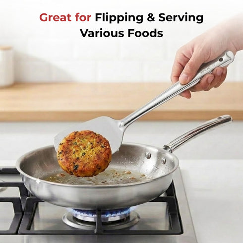 Vinod Stainless Steel Basting Turner Khurpa Cooking Palta Turner Set of 2 37 cm Highest Grade Stainless Steel Rust Free Dishwasher Safe No 6