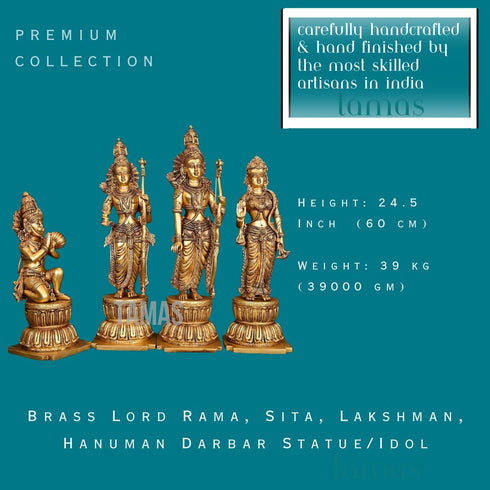 Tamas Brass Lord Rama, Sita, Lakshman, Hanuman Darbar Statue/Idol
