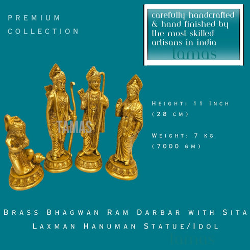 Tamas Brass Bhagwan Ram Darbar with Sita Laxman Hanuman Statue/Idol