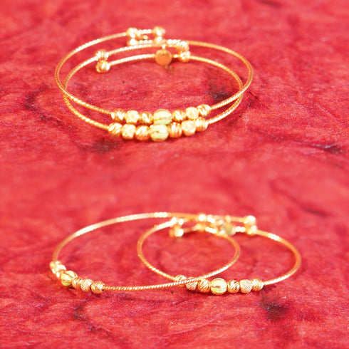 22 Carat Gold Baby Bangels With White Stone Beads 6.95g by Mahita Collections