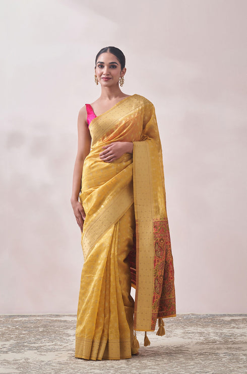 Mohey Turmeric Yellow Patterned Saree
