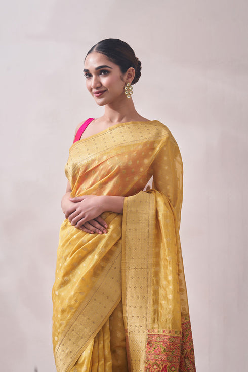 Mohey Turmeric Yellow Patterned Saree