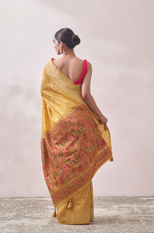 Mohey Turmeric Yellow Patterned Saree