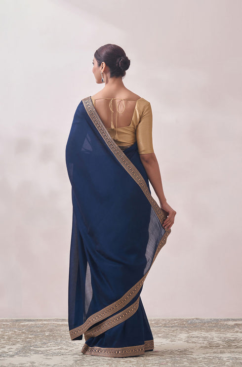 Mohey Teal Blue Patterned Saree