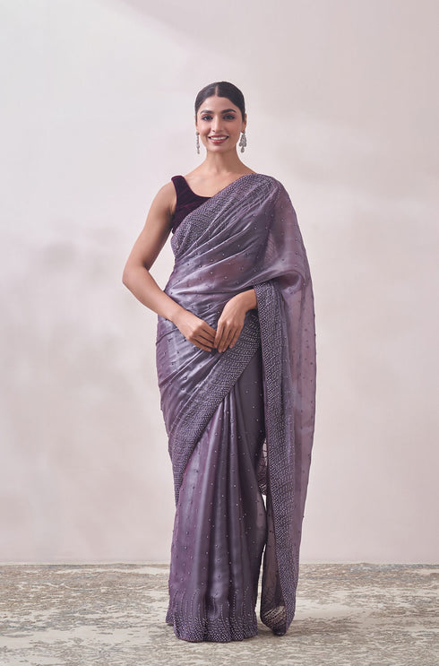Mohey Lilac Stone Embellished Saree