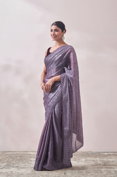Mohey Lilac Stone Embellished Saree