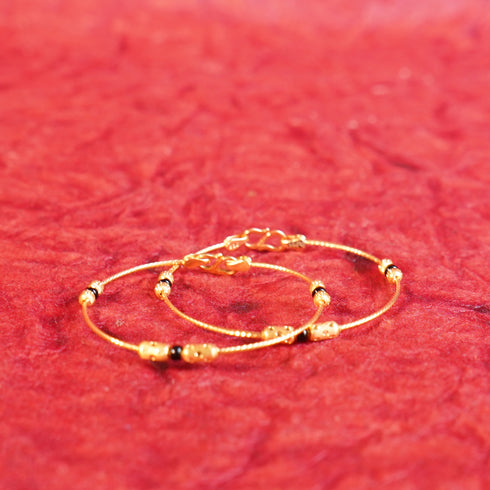 22 Carat Gold Baby Bangels With White And Black Beads 6.64g by Mahita Collections