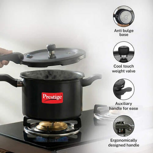 Prestige Svachh Hard Anodised Spillage Control Pressure Cooker 7.5 L Black