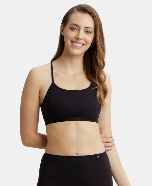 Jockey Cotton Stretch Multiway Styled Crop Top With Adjustable Straps and StayFresh Treatment - Black