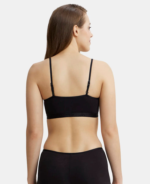 Jockey Super Combed Cotton Elastane Stretch Multiway Styled Crop Top | Black
