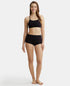 Jockey Super Combed Cotton Elastane Stretch Multiway Styled Crop Top | Black