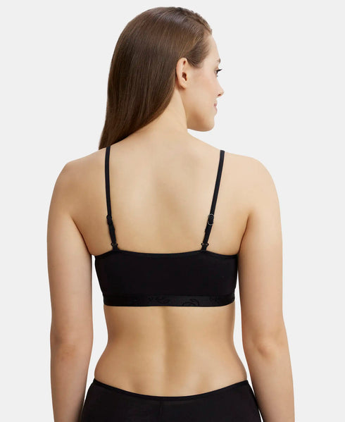 Jockey Cotton Stretch Multiway Styled Crop Top With Adjustable Straps and StayFresh Treatment - Black