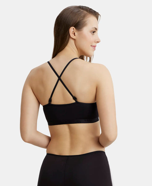 Jockey Cotton Stretch Multiway Styled Crop Top With Adjustable Straps and StayFresh Treatment - Black