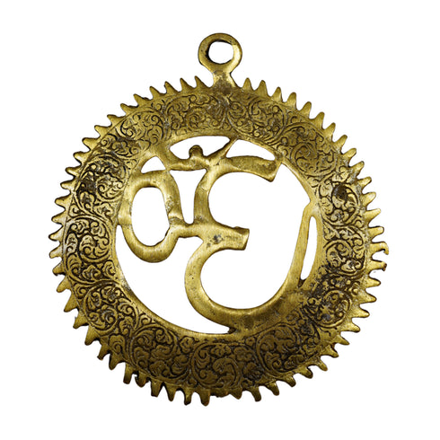 Brass Om Wall Hanging with Gayatri Mantra 66g Pack of 1