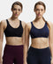 Jockey Pack of 2 Wirefree Non Padded Cotton Stretch Full Coverage Slip-On Active Bra with Wider Straps and Moisture Move Treatment - Black & Navy