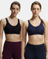Jockey Pack of 2 Wirefree Non Padded Cotton Stretch Full Coverage Slip-On Active Bra with Wider Straps and Moisture Move Treatment - Black & Navy