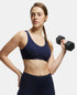 Jockey Pack of 2 Wirefree Non Padded Cotton Stretch Full Coverage Slip-On Active Bra with Wider Straps and Moisture Move Treatment - Black & Navy